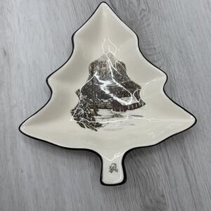 Johnson Bros Friendly Village Christmas Tree Dish Winter Village